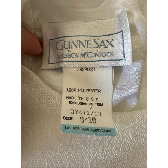 Vintage Gunne Sax Jessica McClintock White Satin w/ Lace overlay collar wedding - Picture 4 of 16